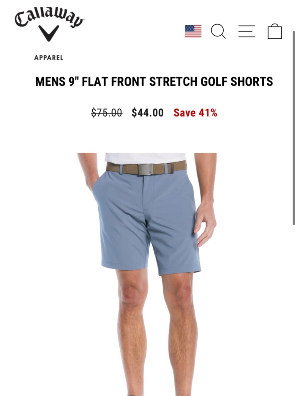 BUNDLE OF 3 PAIRS!!! Men's Flat Front Callaway Stretch Golf Shorts (size 34)